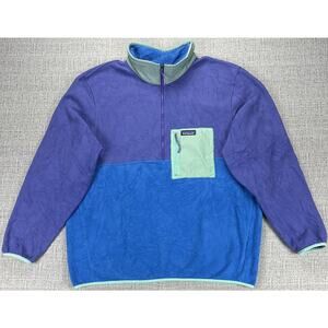 Patagonia Microdini Jacket Mens 2XL Blue Colorblock 1/4 Zip Fleece Pullover